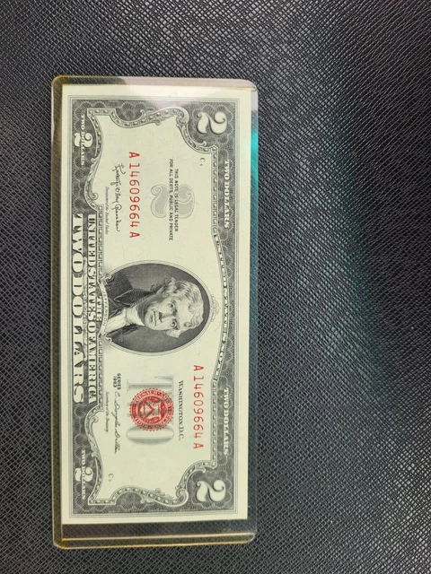 1963 Two Dollar Bill Red Seal Legal Tender $2 Note CRISP