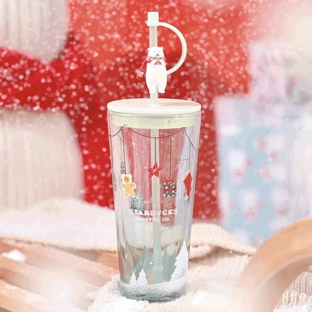 Starbucks Christmas Winter Polar Bear Glass Cup Tumbler Ceramic Mugs 20oz