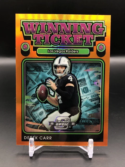 2021 Contenders Optic Derek Carr Winning Ticket Orange /50 #WT6
