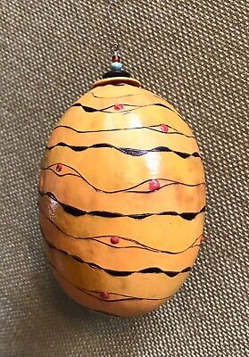 Giant Vintage Paper Mache Abstract Art Hand Painted Egg Artist signed Numbered