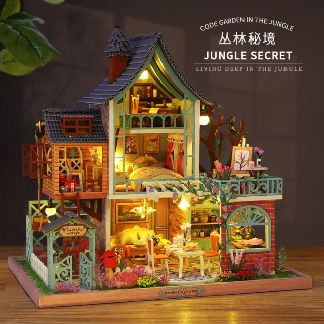 1x Mini Dollhouse Kit Country Villa Cottage ​Room Box Miniature DIY Handmade