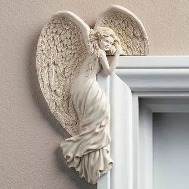 Angel Wings Door Frame Wall Sculpture Ornament Home Decor Fairy Door Shabby Chic 2