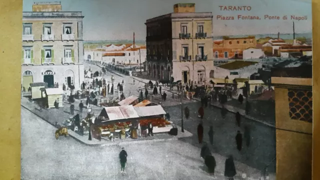 Taranto - Piazza Fontana - Ponte Di Napoli - Non Viaggiata - Animata - 1911