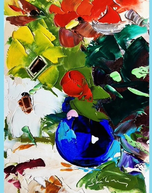ORIGINAL Pintura al óleo Floral Arte original Pintura de flores Impasto...