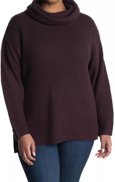 Sanctuary NEW Burgundy Waffle Knit Cowl Neck Long Sleeve Sweater Womens XS