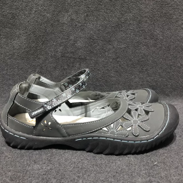 JSport by Jambu Peony Vegan Mary Jane Shoes Sandals Gray Flower Women’s Size 9 M
