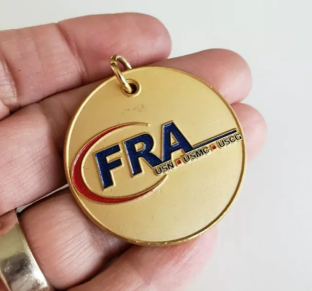 Vintage FRA Fleet Reserve Association Fob Gold Tone Medal 1.5" USN USMC USCG