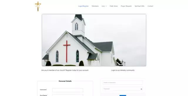 Sitio web en línea de la comunidad cristiana y el ministerio y el centro de la iglesia