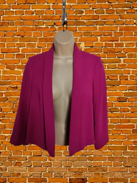 Womens Jaeger Size Uk 8 Dark Pink Open 3/4 Sleeved Blazer Bolero Suit Jacket