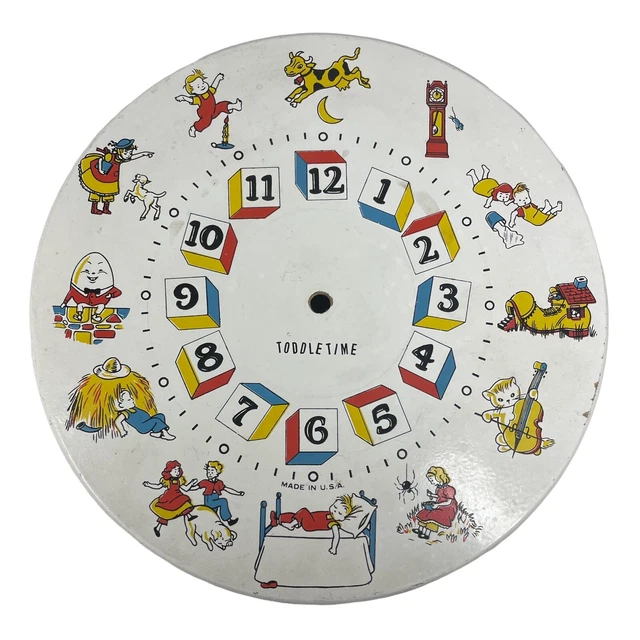 VINTAGE TODDLE TIME Nursery Rhymes Clock Face Only HANDS MOVEMENT
