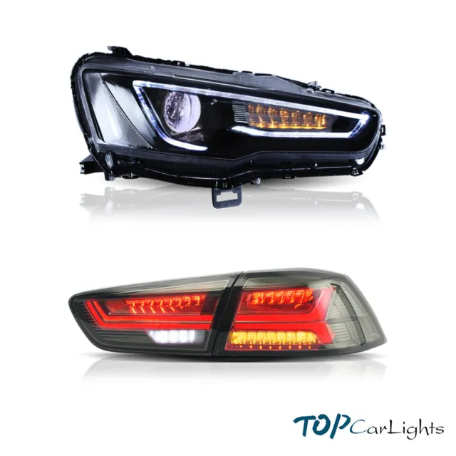 LED Blackout Headlights & Smoked Tail Lights For Mitsubishi Lancer | EVO X 08-17