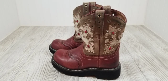 Leather Suede Jeweled Cowgirl Boots Ariat Fatboy Western Footwear US Size 7B