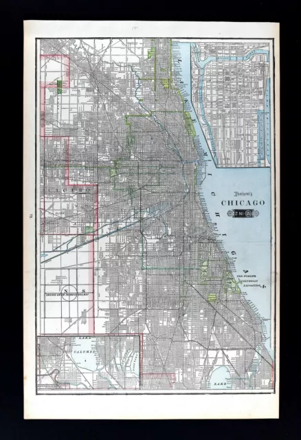 1901 Tunison Map Chicago Illinois Jackson Lincoln Park Michigan Avenue Calumet