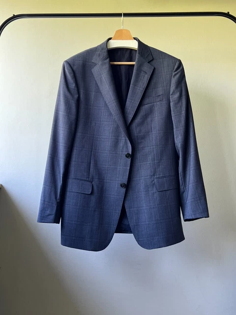 Z Zegna Turati Drop 8 Checkered Lana Wool Blazer Jacket Size 54R
