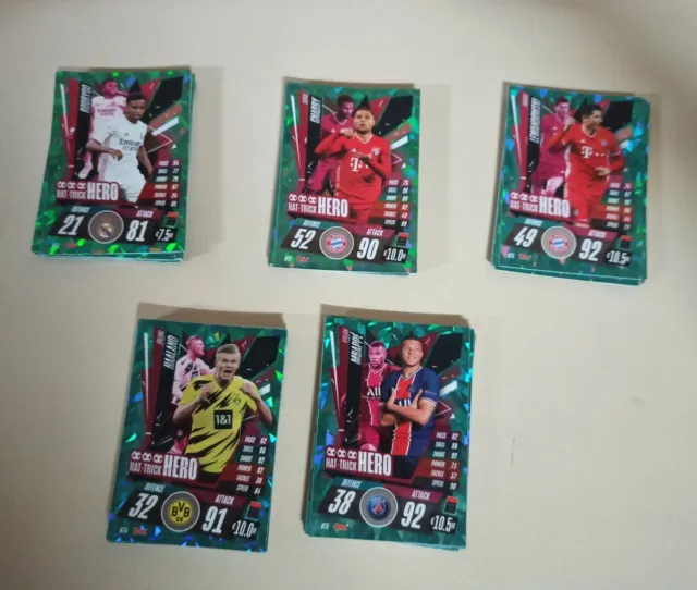 Topps Set Completo Full 5 Card Hat Trick Hero Match Attax 2020 21 Haaland Mbappe