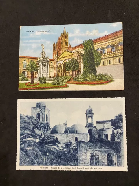 Lotto 2 Cartoline Paesaggistiche PALERMO Vintage Cattedrale San Giovanni Eremiti