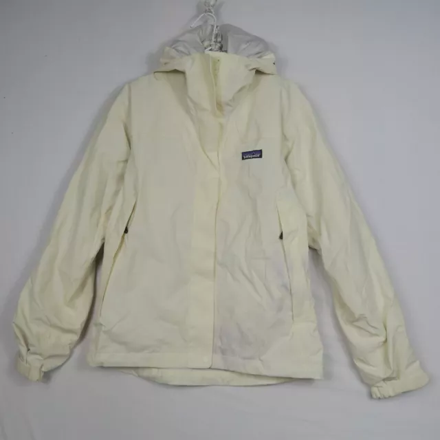 Patagonia Womens Windbreaker Jacket Small or 10(AU) Cream Full Zip Hoodie Sport