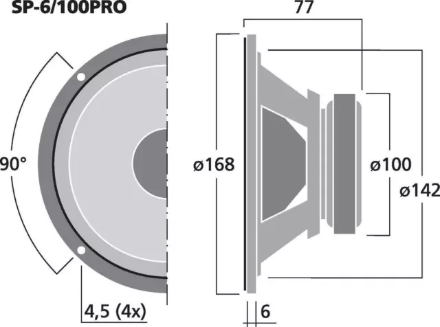 IMG SP 6/100 PRO PA-Tiefmitteltöner 100 W 4 Ω-16,5-cm-Kohlefaser-Membran 070432 2