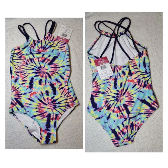 Kanu Surf Camille Starburst Tie-Dye Halter One-Piece Swimsuit 14 NWT