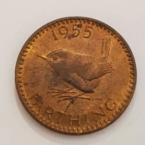 1955 Great Britain Queen Elizabeth II 1/4d Farthing Coin