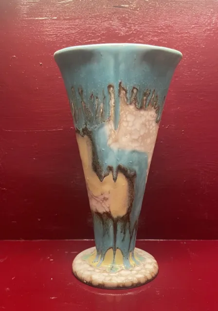 Vintage Mid Century Czech Porcelain Glazed Turquoise And Egg Shell Vase