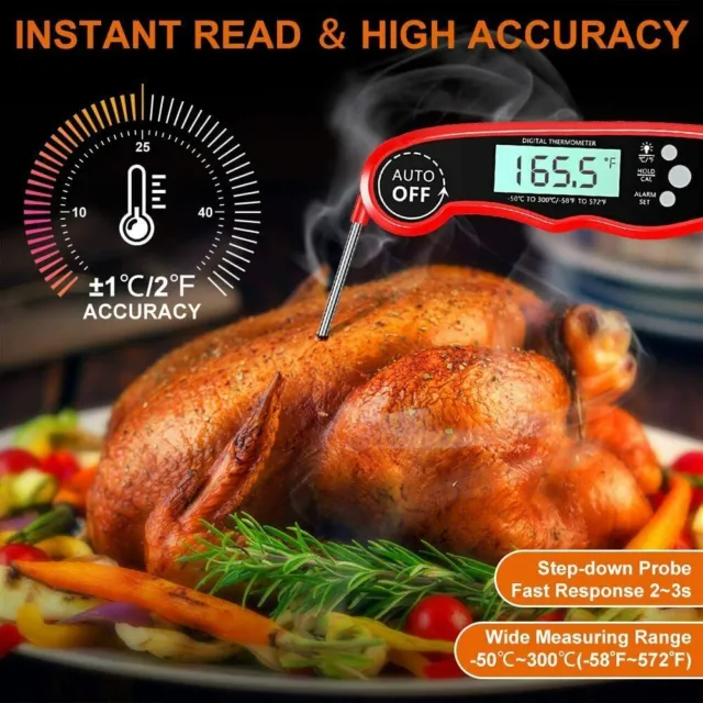 Termómetro digital plegable para alimentos, sonda de temperatura, cocina,... 2