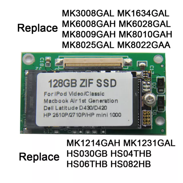 NEW 1.8 Inch 128GB ZIF SSD Replacement TOSHIBA MK1231GAL MK1634GAL HDD For ipod