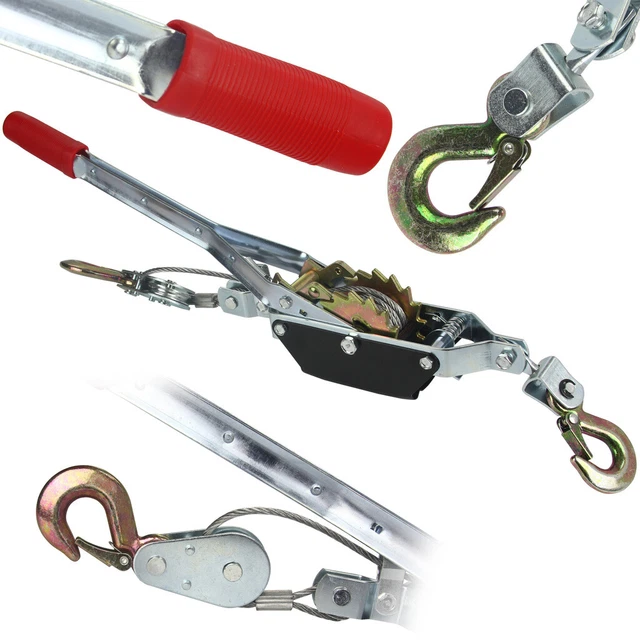 Verricello Manuale Paranco - Portata 2000 Kg, Cavo Acciaio 2,5 Mt, Ganci Traino, Zincato - Foto 4