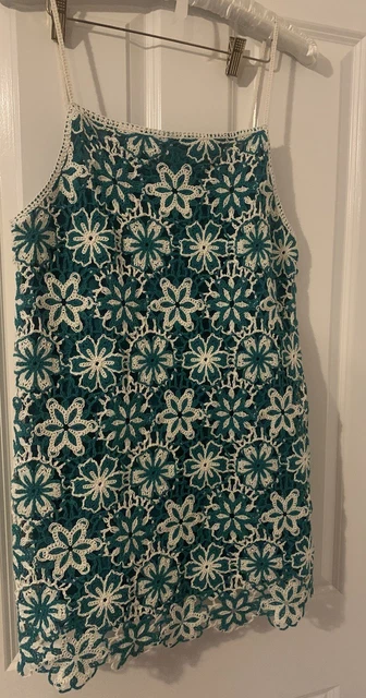 ZARA GREEN & White Crochet Mini Dress 69.99 - PicClick UK