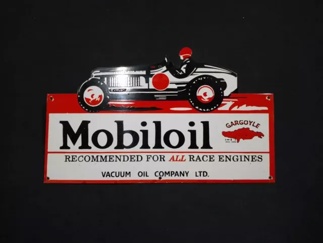 Porcelain Mobiloil Enamel Metal Sign Size 30" x 18" Inches