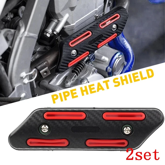 2X Exhaust Muffler Pipe Heat Shield Heel Cover Guard Universal Motorcycle Red