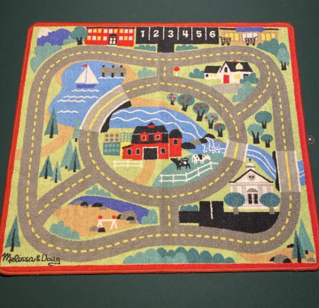 MELISSA & DOUG ROUND THE TOWN ROAD PLAY RUG 39" X 35" Interactive Mat #9400