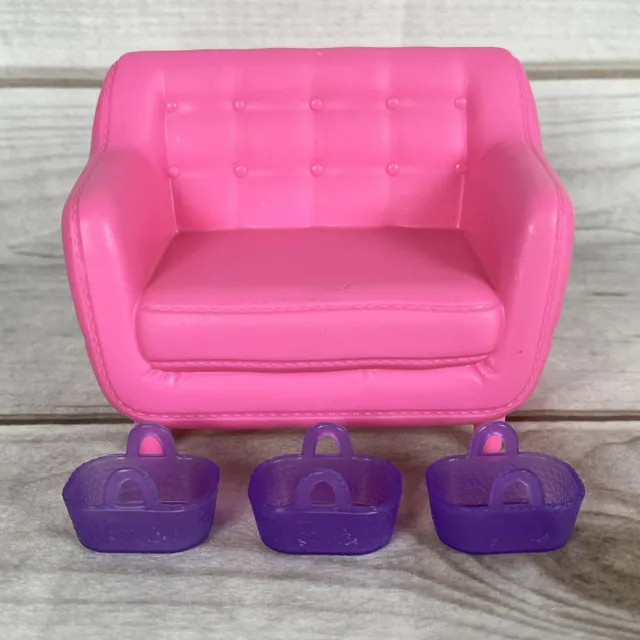 Barbie Pink Dreamhouse Loveseat Couch Sofa Furniture Movie Night Purple Baskets