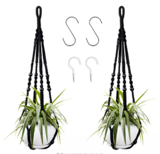 2 Pack Macrame Hanging Planter Basket Rope Pot Holder Decor Garden Plant Hanger