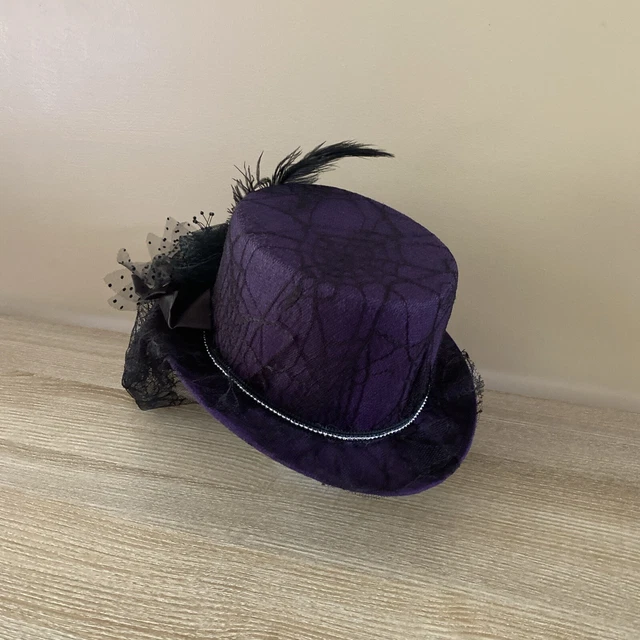 PURPLE WITH BLACK Lace Halloween Hat £11.11 PicClick UK