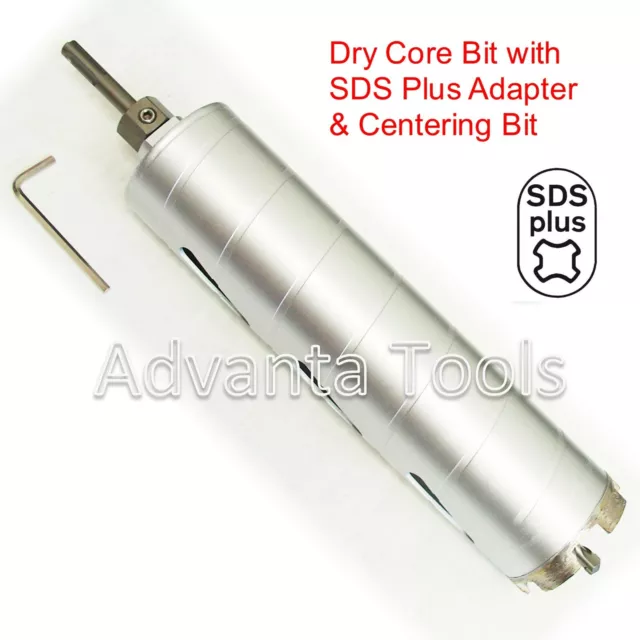 2-1/4" Dry Diamond Core Bit for Concrete with SDS Plus Adapter & Pilot Drill Bit