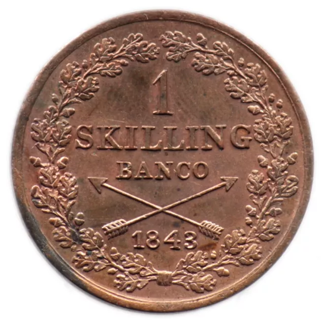 1 SKILLING BANCO 1843 - SUEDE / SWEDEN - Carl XIV Johan 2