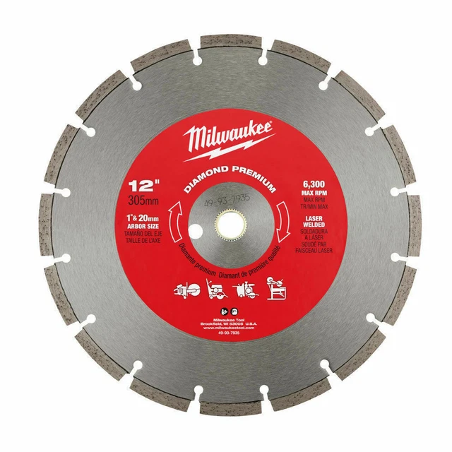 Milwaukee 49-93-7935 12" Diamond Premium Segmented Saw Blade