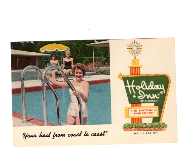 Postcard FL Lakeland Florida Holiday Inn Pool View Bathing Beauties