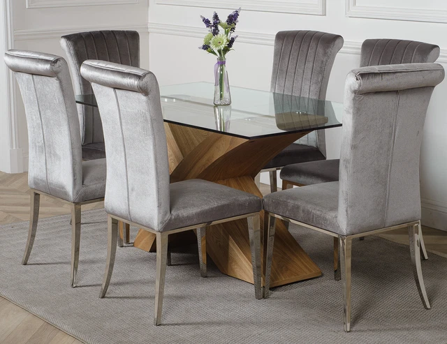 Valencia oak glass dining table deals