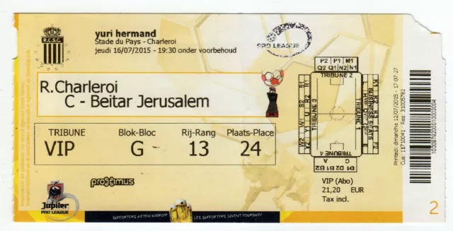 Ticket EC Sporting Charleroi - Beitar Jerusalem 16.07.2015