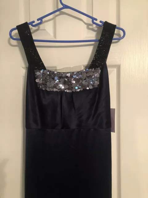 Vera Wang Gown Evening Party Prom Navy Blue with Beads/Sequins