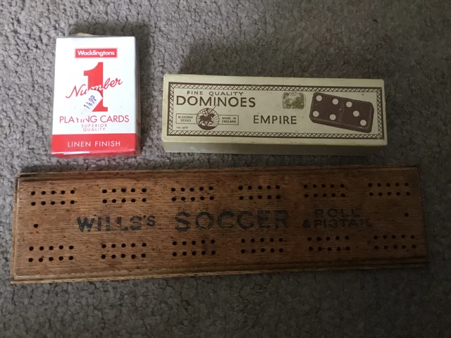 VINTAGE WOODEN CRIBBAGE Score Board Branded Wills’s SOCCER ROLL