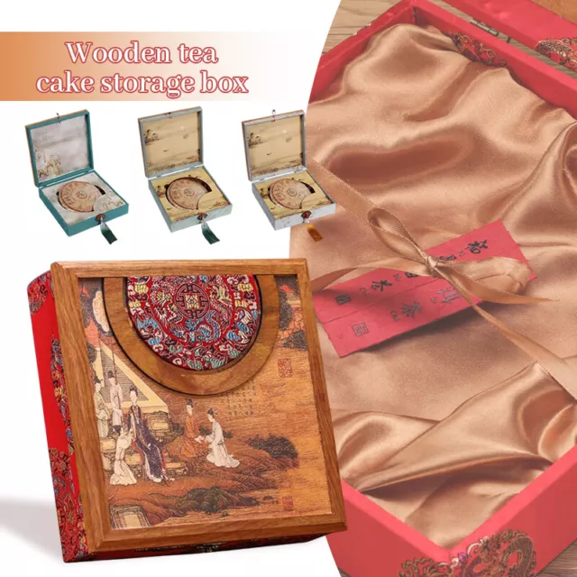 Chinese Tea Box Wooden Pu'er Tea Caddy Storage Organizer Gift Package Box 1 2