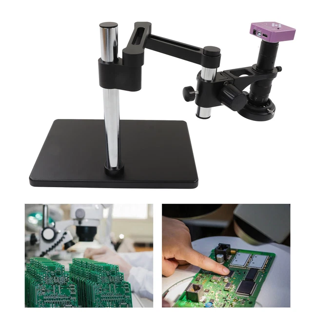 Microscope Camera Set 51MP 1080P Recording 180X C Shape Zoom Lens 144LEDs Light