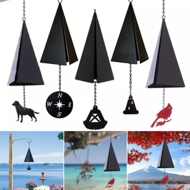 METAL TRIANGLE WIND Chimes Bell Outdoor Yard Garden Home Ornament ...