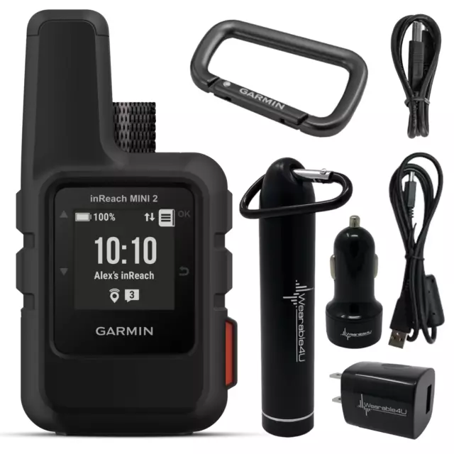 Garmin inReach Mini 2 Satellite Communicator Black with Power Pack Bundle