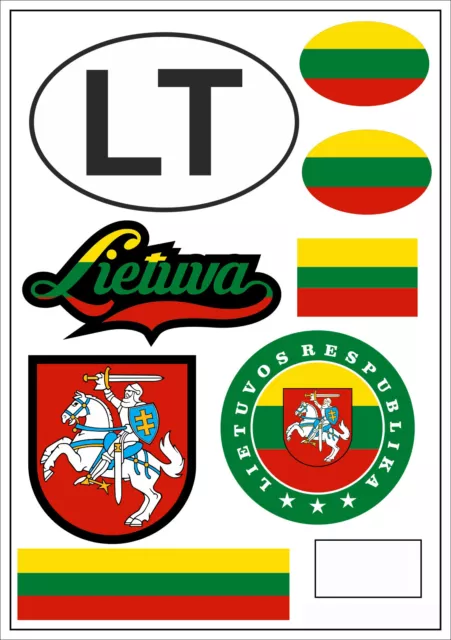 Litauen 8 Aufkleber Fahne Flagge Sticker Decal Tuning EM Sport Folie AK