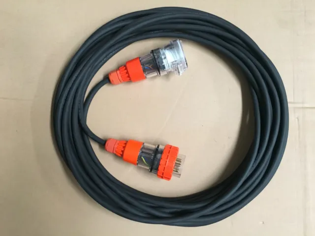 32 Amp 10m Extension Lead, 3 Phase, 5 pin, 415V 32A 10mt Plug Socket 3Ph F/POST 3