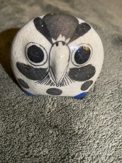 Jorge Wilmington Tonal a Owl Figurine, Mexican Folk art, Signed